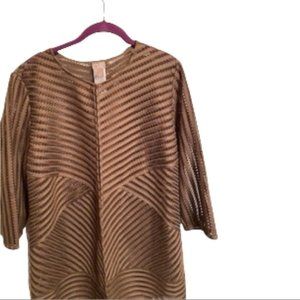 Chico's  Neutral Strip Jacket  3/4 Sleeves  Sz2